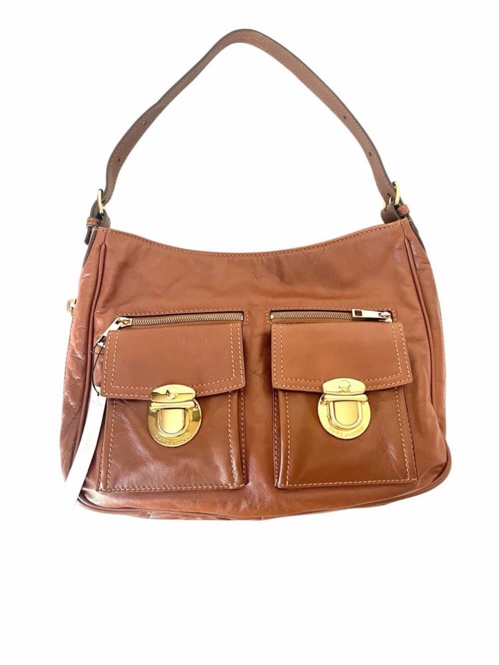 NWT Marc Jacobs Lisa Leather Shoulder Hobo Bag Multi Pockets Brown Y2K Vintage